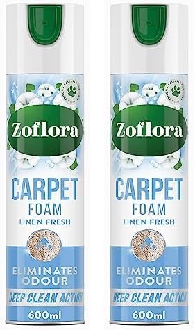 Linen Fresh Carpet Freshener & Care Foam, Carpet Cleaner,Stain Remover Foam for Carpets and Upholstery, Neutralises Odours, Deep Cleans, Pet Safe, 1x 600 ml (Pack of 2)