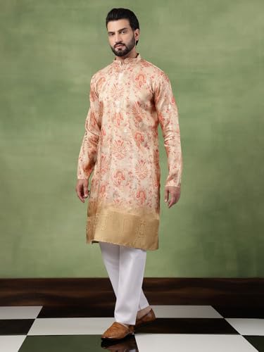Image of SOJANYA (Since 1958 Men's Silk Banarasi Design Long Kurta