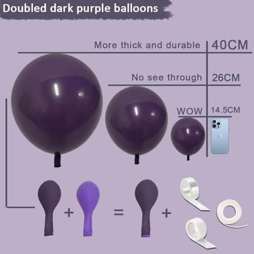 Image of Dark Purple Balloons Double Stuffed Purple Balloon Garland Pastel Lavender Balloons Different Sizes Latex Plum Balloon Arch Kit For Birthday Baby Shower Bachelorette Hotel Transylvania Encanto Party