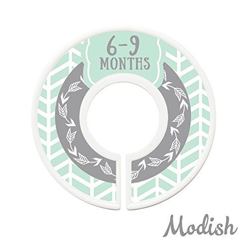 Modish Labels Baby Clothes Size Dividers, Baby Closet Organizers, Closet Organizer, Closet Dividers, Clothes Organizer, Gender Neutral, Boy, Girl, Woodland, Arrow, Tribal, Mint, Grey, Gray (Baby) #TOP4