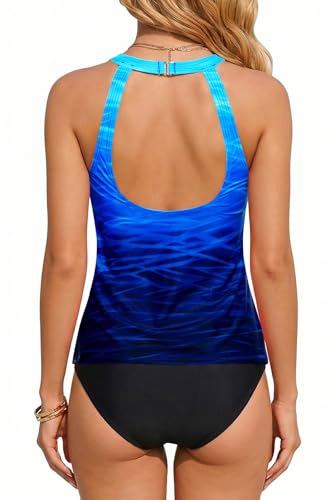 Image of Holipick High Neck Tankini Top Bathing Suit Tops for Women Tummy Control Tank Tops Swimsuits