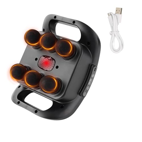 Masajeador Eléctrico de 6 Cabezas. Pistola de Masaje Muscular con 9 Niveles y 9 Modos. Cojín Masajeador para la Espalda, Piernas, Muslos, Abdomen... Herramienta de Masajes para Relajación.