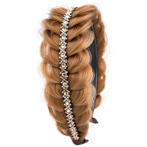DIGUAN Wide Braid with Teeth Synthetic Hair Braided Headband Hairpiece
