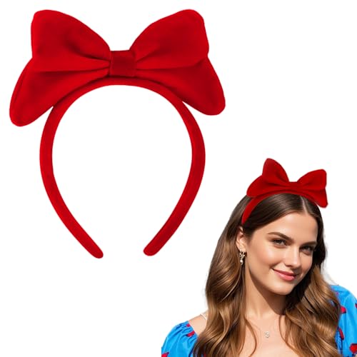 Jaciya Burgundy Bow Headbands for Women Girls Velvet Hair Bow Headband Cute Hairband Cosplay Headpiece