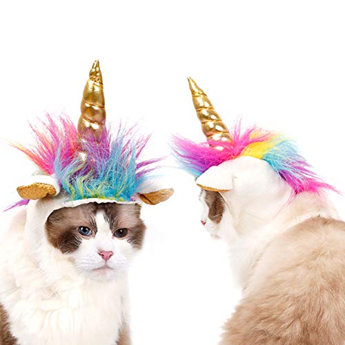 Cat Unicorn Hat with Ear Hole for Cat Costume