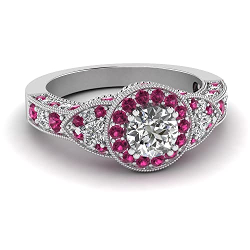 Bague fiançailles argent sterling halo toutes tailles 47-70