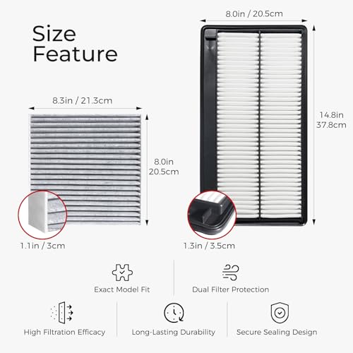 Image of Engine & Cabin Air Filter Kit Compatible with Honda Pilot 3.5L 2023-2025 Acura MDX 2022-2025 Replaces 17220-61A-A00 80292-TF0-G01