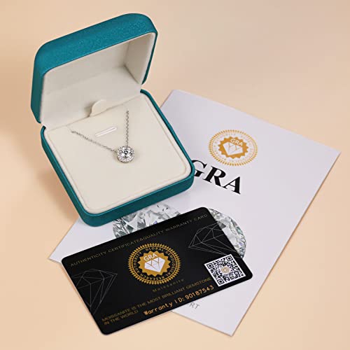 Moissanite Necklace For Women 1 Carat D Color Moissanite Pendant Lab Created Diamond Adjustable Sterling Silver Halo Necklace With Certificate Of Authenticity #TOP5