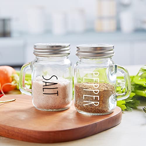 Glass Salt and Pepper Shakers Set, ZOSUJO 4 oz Cute Clear Salt Pepper Shaker, Kitchen Decor for Home Restaurants Wedding, Transparent Shaker Sets with Stainless Steel Lids