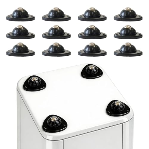 Self-Adhesive casters for Kitchen appliances Kitchen countertop Organizers 360 Swivel casters mini Kitchen (Black Ball Bearing)
