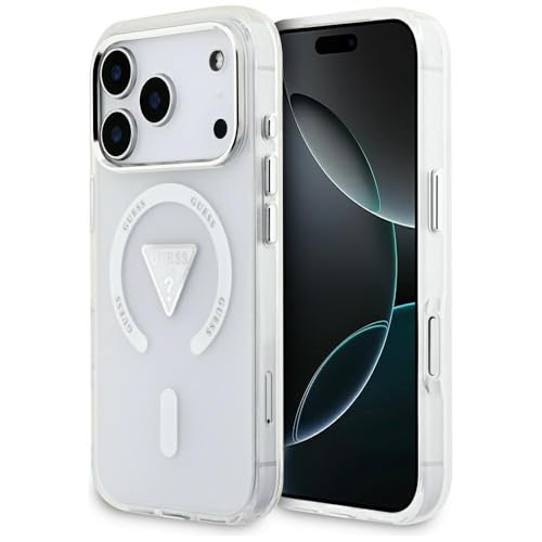 CG MOBILE Guess IML Gradient Triangle Logo Compatible avec MagSafe Coque pour iPhone 17 Pro (Transparent)