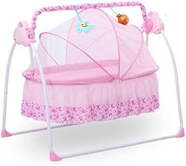 Baby Cradles by Feiuruhf,Baby Cradles Bed Electric Baby Crib Cradle Auto Rocking Chair Newborns Bassinets Sleep Bed,Rocking Music Remoter Control Sleeping Basket Bed Newborns Sway Baby Swing (Pink)