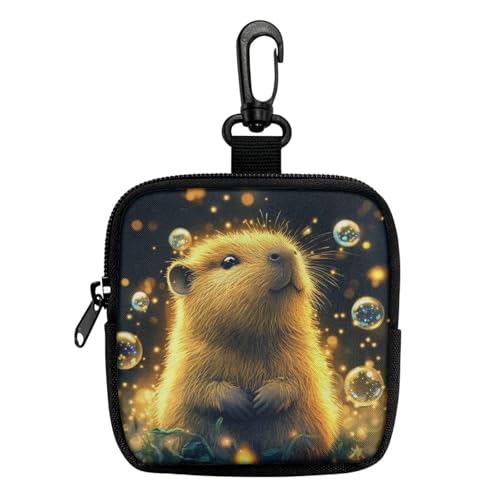 Bubble Capybara Coins Purse for Women Mini Wallet Bags with Zipper Portable Travel Pouch with Hook Key Credit Cards Holder Case for Outdoor Travel