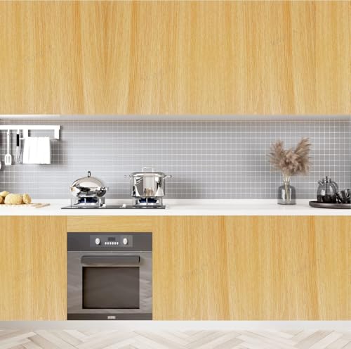 Image of HOME13 Vinyl Kitchen Self Adhesive Vinyl Decorative Oak Wooden Wallpaper for Kitchen Countertop Home /Office 1 Ft x 4 Ft with 2pcs