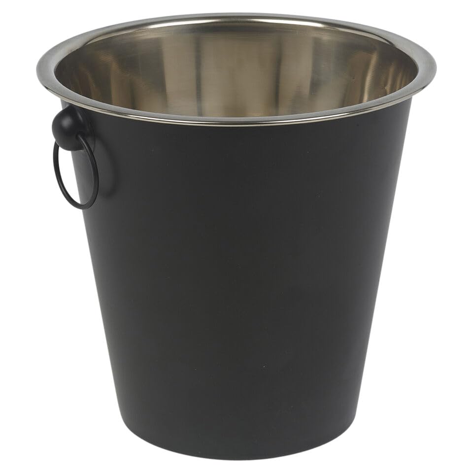 URBNLIVING Black Metal Drinks Cooler Bucket for Champagne, Wine, Beer Bottles Stylish Ice Tub with Sturdy Handles, Ideal for Parties, BBQs, and Events Keep Your Beverages Perfectly Chilled