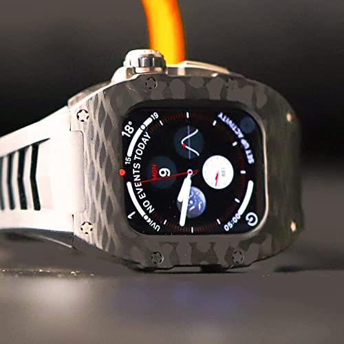 Boîtier carbone Apple Watch 45mm 44mm et bracelet caoutchouc - 6