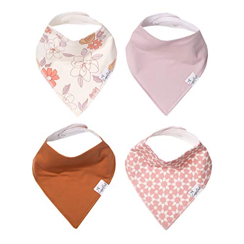 Image of Copper Pearl Baby Bandana Bibs - 4 Pack Soft Cotton Baby Bibs for Drooling and Teething, Absorbent Drool Bibs for Baby Girl and Boy, Adjustable to Fit Newborns to Toddlers, Tons of Styles (Ferra)