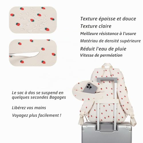 Lmwzh sac à dos scolaire adolescent sac à dos enfant école pour Sac à dos fille (6fraise Ensemble) – vue 6
