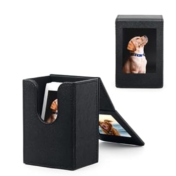 TYUANDOUER Mini 2 x 3 porta-fotos moldura para Fujifilm Instax Mini 12/11/9/8/7+/7s/40/EVO/Mini Link, caixa de armazenamento de fotos Polaroid de couro PU para Fujifilm Instax Mini filme - preto