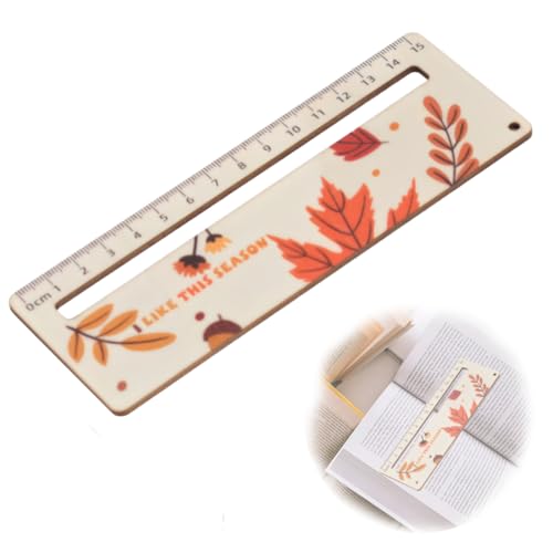JEYORZY 1 Piezas Regla para la Lectura Infantil, Regla de Lectura 18 Cm, Regla de Madera para Niños, Reglas Personalizadas, Marcapáginas de Entrada Al Cole para Niños, Regalos(Hoja de arce)