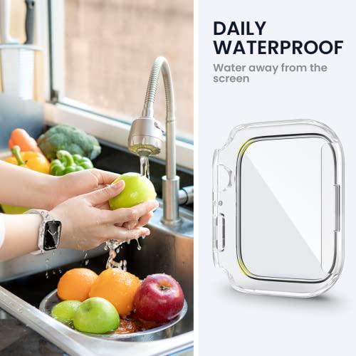 Image of Tensea for Waterproof Apple Watch Screen Protector Case SE2 Series SE 6 5 4 40mm Accessories, iWatch Protective PC Face Cover Built-in Tempered Glass Film, Sweatproof Bumper for Women Men 40 mm