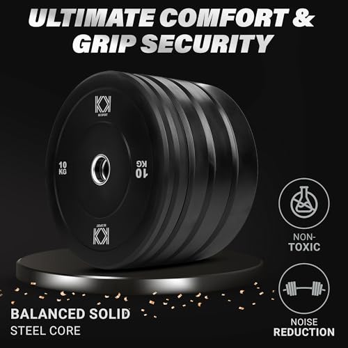 KK Rubber Weight Plate Set - 2 Inch Bumper Weight Plates – Durable Barbell Weights Set - Dumbbell Plates For Training & Weightlifting - Image 4