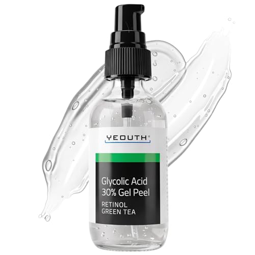 YEOUTH Glycolic Acid Peeling Gesicht, 30% Gel Professional, Sanftes Hautpeeling mit Retinol, Peeling Gesicht Frauen und Männer, Glykolsäure für Sichtbar Glattere Haut 30ml