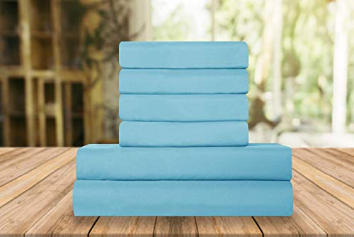 Elegant Comfort Luxury Soft Bed Sheets 1500 Premium Hotel Quality Microfiber Softness Wrinkle and Fade Resistant (6-Piece) Bedding Set, California King, Aqua Blue