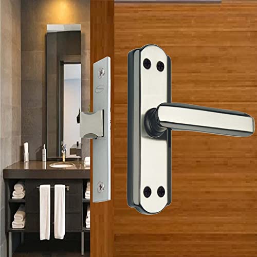 Image of Onjecx Steel Premium Range Bathroom Door Lock Mortise Door Handle with Baby Latch Lock Black Silver Finish Keyless | Bathroom Lock Pack of 1 Set (BL+ S05BBS)