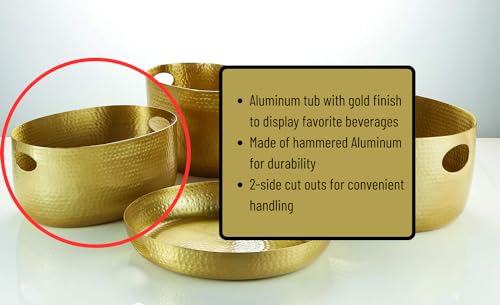 American Metalcraft Aluminum Beverage Tub - Large Party Serving Solution with Handles for Drinks, 320oz, Gold