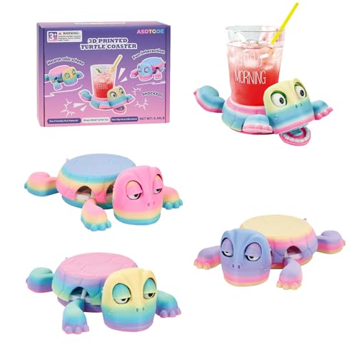 ASDTGOE 3D Printed Funny Turtle Coasters - Colorful Wacky Turtle Coaster Stress Relief Toys Desktop Decorations for Home Office Party One Piece (Matte Elegance)
