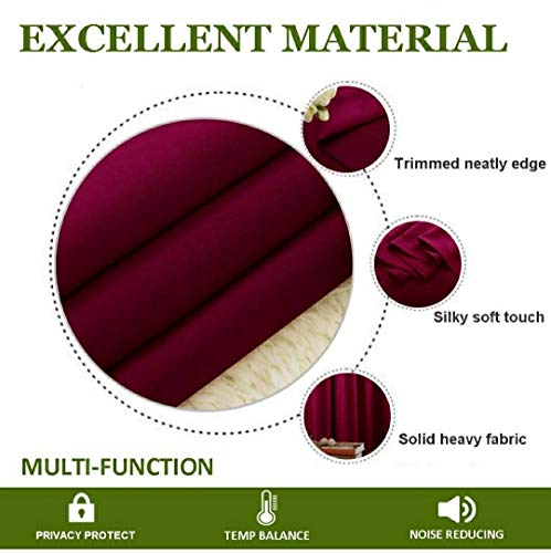 Image of Comfy Home Fabric Solid Grommet Curtain, 7 Feet, Burgundy, Pack of 2