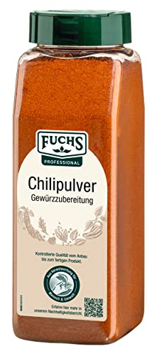 Fuchs Professional - Chilipulver Gewürzzubereitung | Für feurige Gerichte wie Chili con Carne | Mit praktischem Streuaufsatz | 550 g im großen Streuer