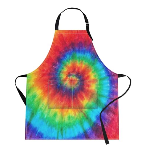Britimes Apron Home Kitchen Cooking Baking Gardening for Women Men with Pockets Tie dye 32x28 inch