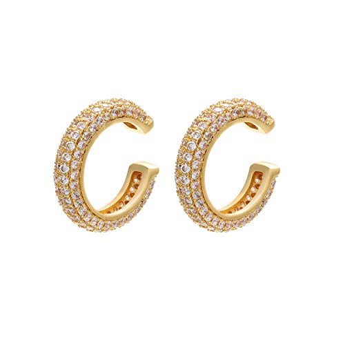 Ear Cuffs for Women - CZ Paved Hoop Conch Cuff Earrings for Men - Sparkle Rhinestones Clip On Wrap Earrings Non Pierced