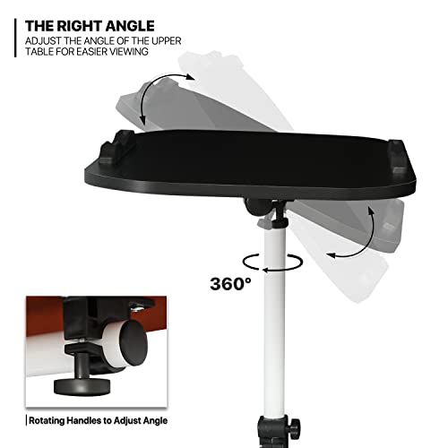 Monibloom Mobile Laptop Desk 360° Rotatable Panel Adjustable Height Desk Rolling Cart Ergonomic Table With Wheels For Home Office School, Black #TOP5