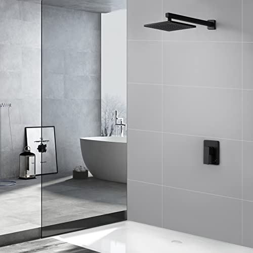 Kes Matte Black Shower Faucet Set Shower With Valve, Rain Shower Head Shower Faucets Sets Complete Pressure Balance Shower System, Xb6210-Bk #TOP6
