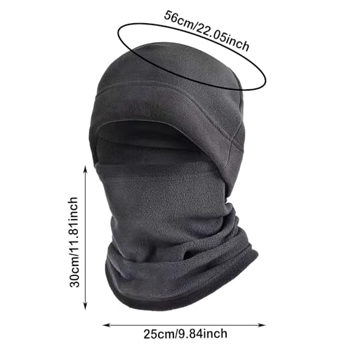Windproof Face Cover Neck Gaiter Winter Fleece Balaclava Ski Mask for Men (Grey) - image 7