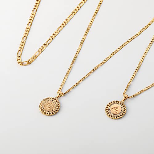 Layered Initial Gold Necklaces For Women, 14K Gold Plated Figaro Chain Letter Initial A Necklace For Women Dainty Gold Necklace For Women Teen Girls Gold Pendent Necklace Gold Jewelry For Women #TOP6