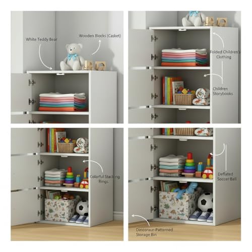 Image of EXVITO 2 Door Premium Wooden Multi-Door Wardrobe Cabinet with Shelves | Space Saving Clothes Organizer Almirah for Kitchen,Home Office | Sun Protection with Anti-Slip Handle - Maple (White, 5 Door)