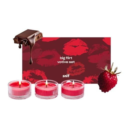 Big Flirt Votives Luxury Scented Candles by Snif, Valentine's Day Candles, 100% Cotton Fiber Wicks, Soy Wax Blend, Non-Toxic, Vegan by Snif - Used condition - US$9.03