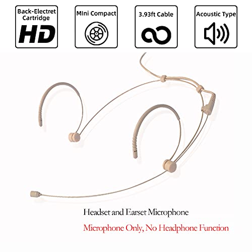 Sujeetec Headset Microphone Discreet Headworn Ear Hook Earset Over The Ear Mic For Sennheiser Wireless Transmitter, Ideal For Lectures, Live Performance, Theater, Podcasts – Beige #TOP1