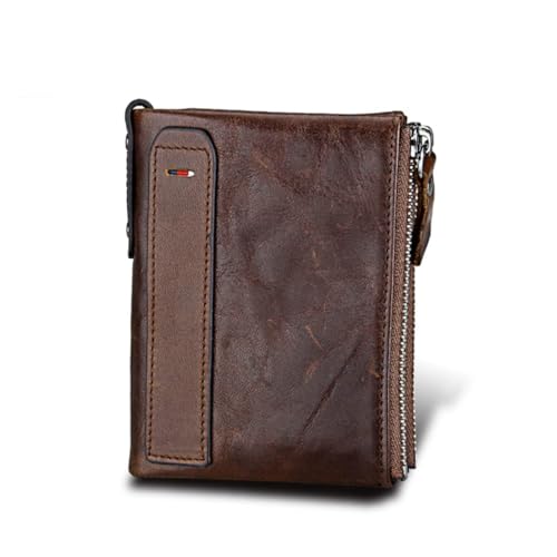 1pc Brown Leather Zipper Wallet for Men Short Multifunctional Purse Capacity for Cards Cash Stylish Design for Everyday Use4