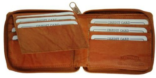 Zip Around Leather Mens Wallet Card Case #1256CF