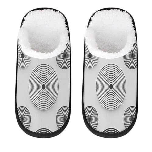 Hsnar Abstract Circle Non Slip House Slippers for Women Indoor Slippers for Men Soft House Shoes Spa Slippers, M