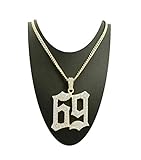 Pyramid Jeweler Mens Hip Hop Iced Out Rappers Inspired 69 Pendant Cuban Chain Necklace (69 Cuban Chain 24')