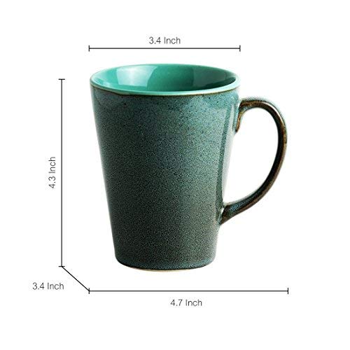 Coupes de thé céramique vitrée tasses à café 320ml ensemble de 2 bleu - 5
