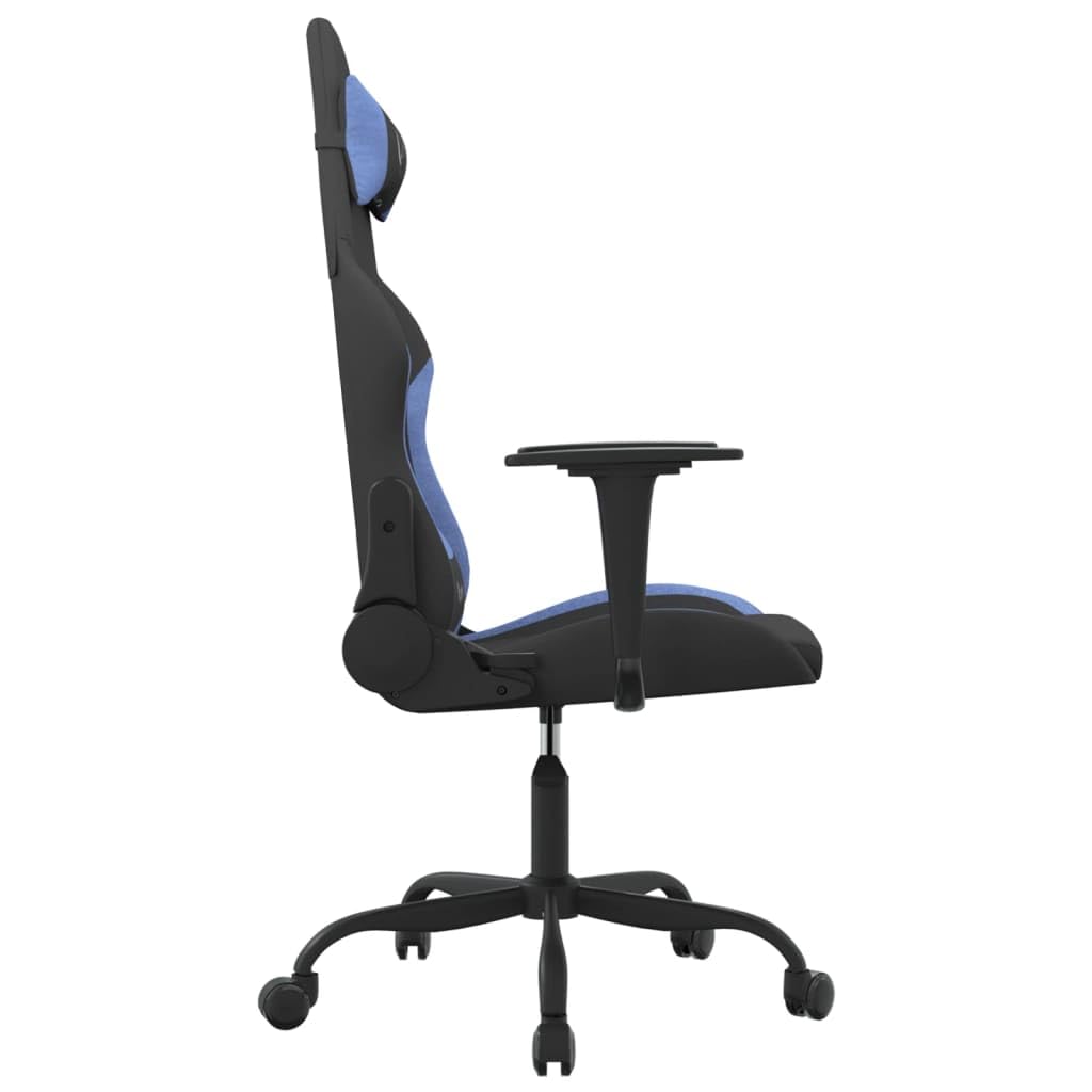 Gaming-Stuhl Schwarz Blau Stoff mit Verstellbarer Rückenlehne und 360 Grad Drehfunktion Ergonomischer Bürostuhl mit Armlehnen und Lendenkissen für Homeoffice Jugend PC Esport