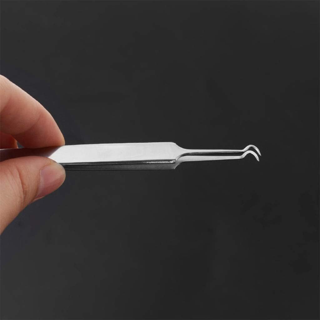 Stainless Steel Double-End Curved Blackhead Remover Tweezers Extractor Clip