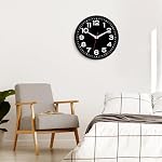 Wall Clock Silent Non-Ticking Modern Clock Battery Operated 10 Inch Small Classic Analog Decorative for Kitchen, Living Room, Office, Bedroom, Bathroom (Black Black) - Image 3
